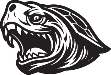 Aggressive snapping turtle vector head silhouette