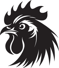 Aggressive rooster vector head silhouette