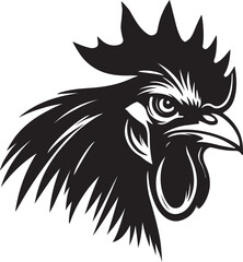 Aggressive rooster vector head silhouette illustration