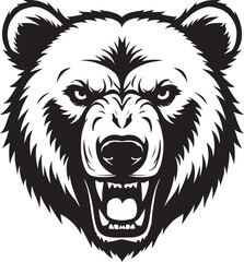 Aggressive polar bear vector head silhouette