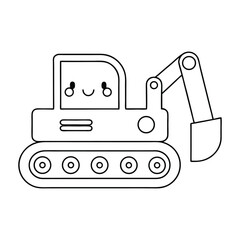 Simple Cartoon Excavator Drawing for Preschoolers