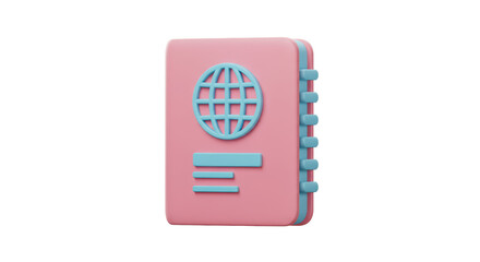Isolated Passport Book with Globe Symbol for International Travel