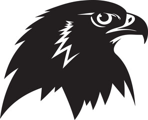 Aggressive hawk head vector silhouette isolated on white