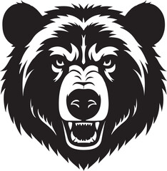 Aggressive grizzly vector bear head silhouette