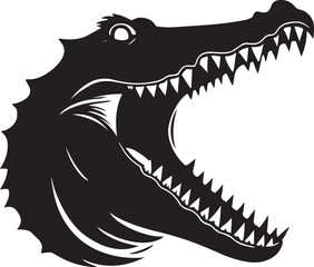 Fototapeta premium Aggressive crocodile vector head open jaw silhouette illustration