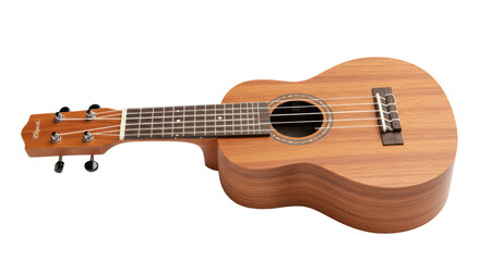 Isolated Wooden Ukulele on White Background