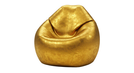 Isolated Golden Bean Bag Chair Luxurious Comfort