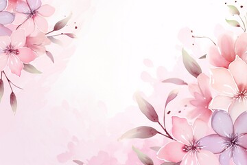 Naklejka premium Watercolor Flowers Border Background, Watercolor Flower Background, Watercolor Flower Frame, Floral Frame Digital Paper, Watercolor Flowers Banner, Spring Floral Border
