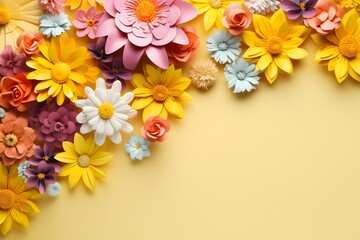 Obraz premium 3D Flowers Border Background, 3D Flower Background, 3D Flowers Frame, Flowers Frame, Floral Frame Digital Paper, Flowers Banner, Spring Border Frame, wedding invitation, greeting cards