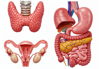 Endocrine Glands Scientific Anatomy Illustration for Educational Use