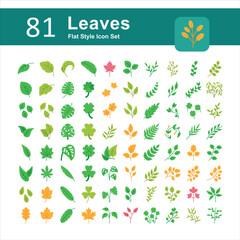 Illustration of Leaves Collection design Flat Icon. Leaves Flat Icon Pack. Set of Leaves Flat Icon