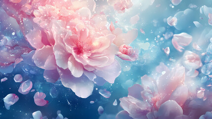 Obraz premium Ethereal aurora bloom: dreamy floral wonderland. Shimmer Bloom. Illustration