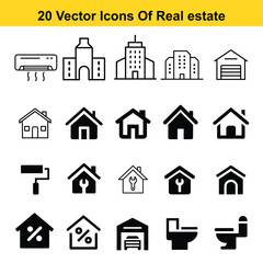 Twenty Real Estate Vector Icons for Website and App Design
