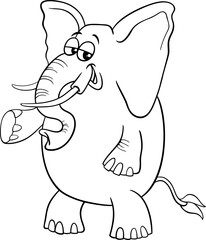 funny cartoon elephant wild animal character coloring page
