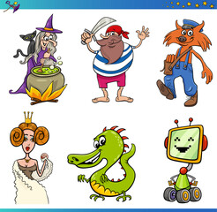 Fototapeta premium funny cartoon fantasy and fairy tale characters collection