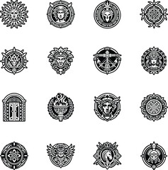 Set of Ancient Roman Symbols Glyph Icons 

