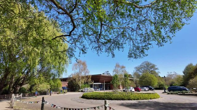 Ampfield Hampshire England UK.  23.04. 2025. Video. Entrance to  Sir Harold Hillier gardens near Romssey Hampshire UK.