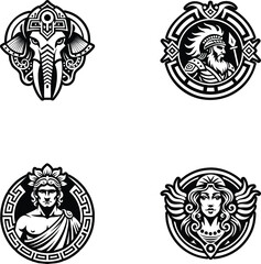 Pack of Glyph Style Greek Mythology Icons 

