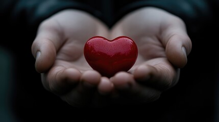 Obraz premium A red heart held gently in cupped hands