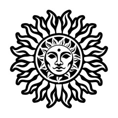 A glyph style icon of apollo sun symbol