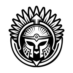 A glyph style icon of warrior helmet tattoo