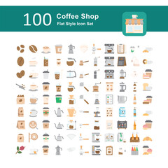 Illustration of Coffee Shop Collection design Flat Icon. Coffee Shop Flat Icon Pack. Set of Coffee Shop Flat Icon