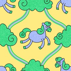 Christmas animals seamless horse pattern for wrapping paper and fabrics