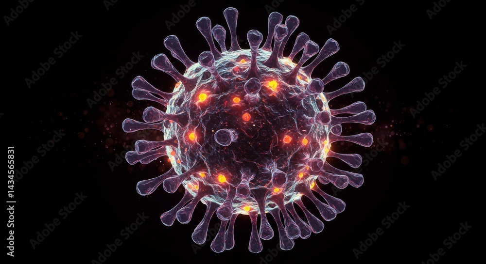 Aufkleber microscopic cellular structure abstract - generative ai artwork depicting a microscopic virus, symbo
