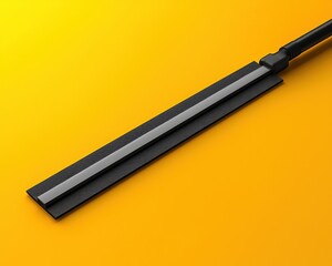 Sleek black and silver squeegee against a vibrant yellow background