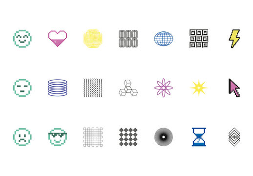 Multicolor Minimal Abstract Geometry Icons Set
