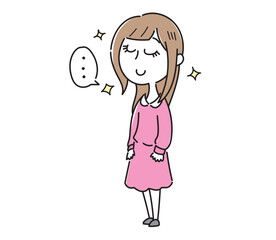 沈黙する女性のイラスト・言わぬが花