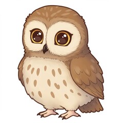 Fototapeta premium Adorable Brown Cartoon Owl Illustration