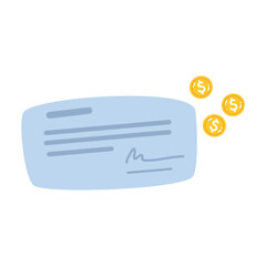 Check with Dollar Coins Flat Vector Illustration Business Finance Concept