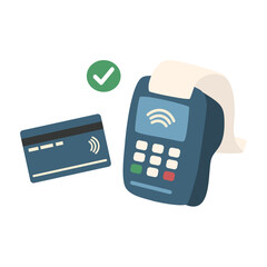 Paying with NFC Credit Card at POS Terminal Contactless Payment Illustration