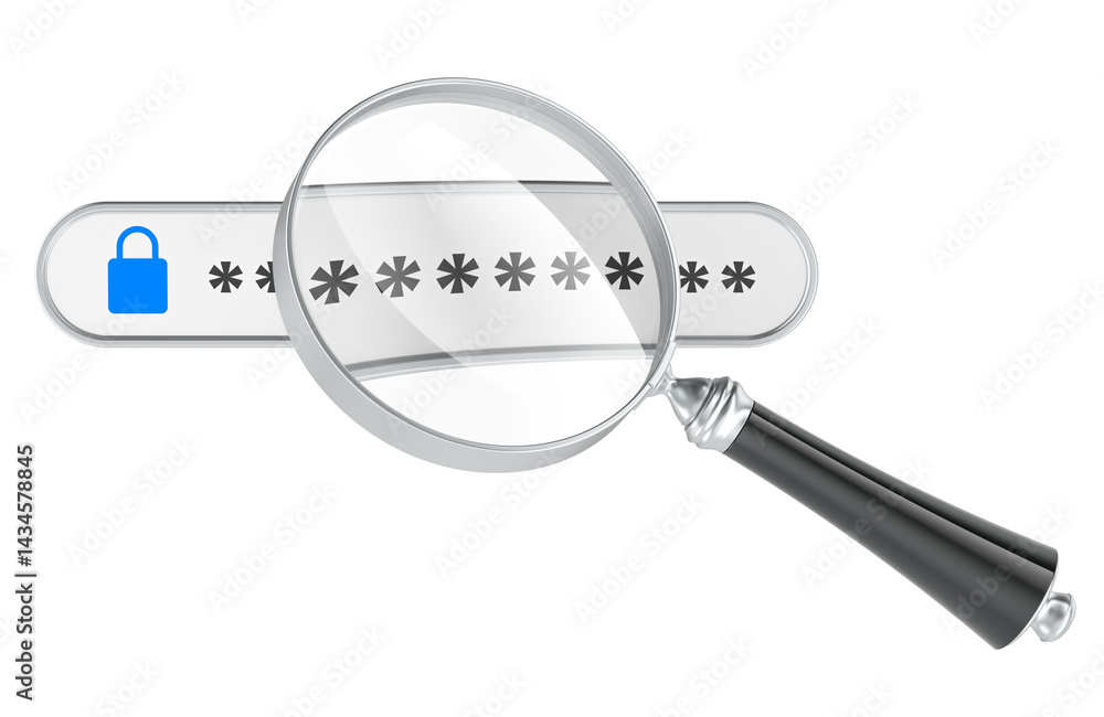 Poster search password, concept. 3d rendering isolated on transparent background