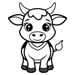 Obraz premium Cute Cartoon Cow Coloring Page