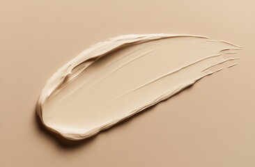 A smooth, creamy swipe of foundation on a beige background