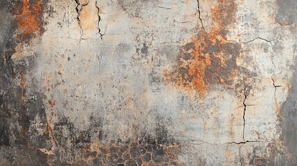 Obraz premium Rustic Cracked Concrete Texture Background Grey Orange Brown Grunge Wall Aged Weathered Distressed Vintage Surface Old Pattern Design Element Abstract