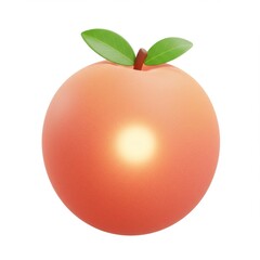 Glowing Peach Illustration with Green Leaves