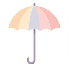 Pastel Color Umbrella Illustration on White Background