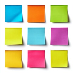Fototapeta premium Colorful Sticky Notes Arranged on White