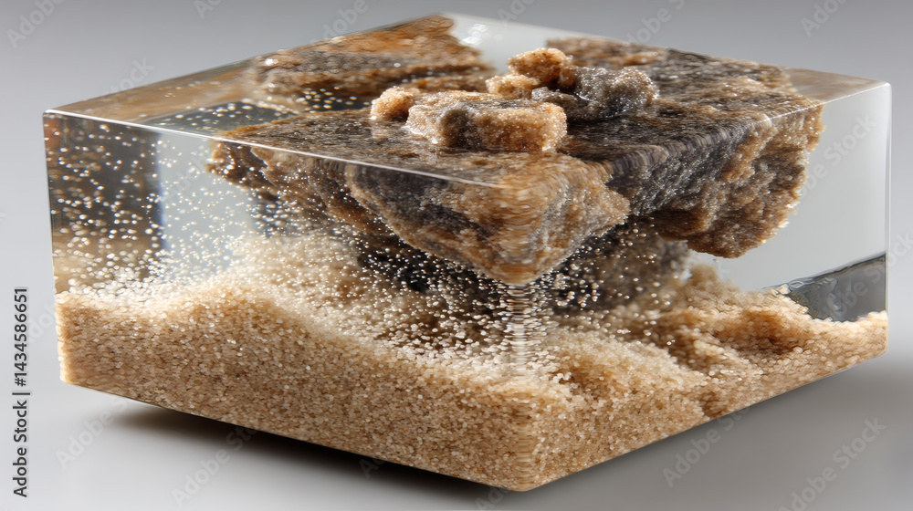 Aufkleber unique resin block with embedded natural elements and air bubbles