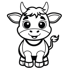 Obraz premium Cute cartoon cow coloring page (1)