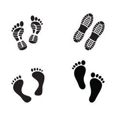 Footprints & Shoe Prints Silhouette Set – Minimalist Black and White Icons for All Ages