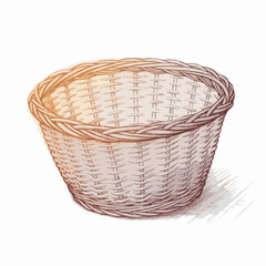 Fototapeta premium Woven basket in a simplistic style against a white background 