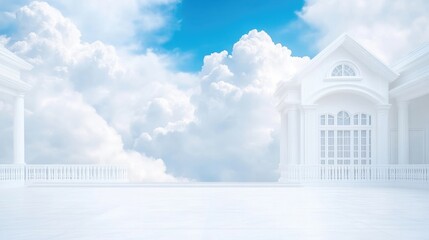White palace floating on clouds