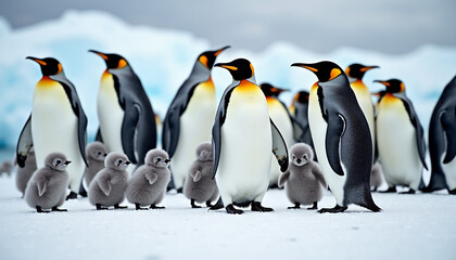 Fototapeta premium Playful Penguins in Antarctica