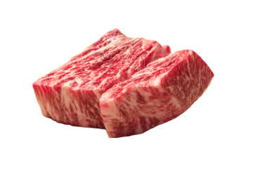 raw Kobe beef steak cuts on transparent background