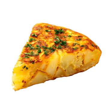 slice of Spanish potato patata on transparent background
