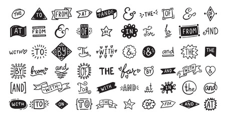 Hand drawn doodle elements set, ampersands, catchwords. vintage doodle ampersands, catchwords, calligraphy